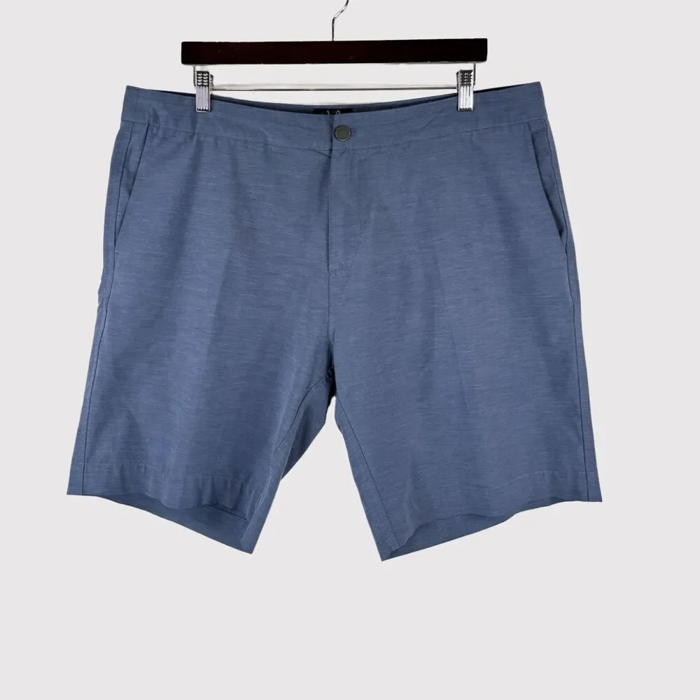 Faherty Allday Mens Shorts Blue Chino Flat Front Performance Stretch Size 38